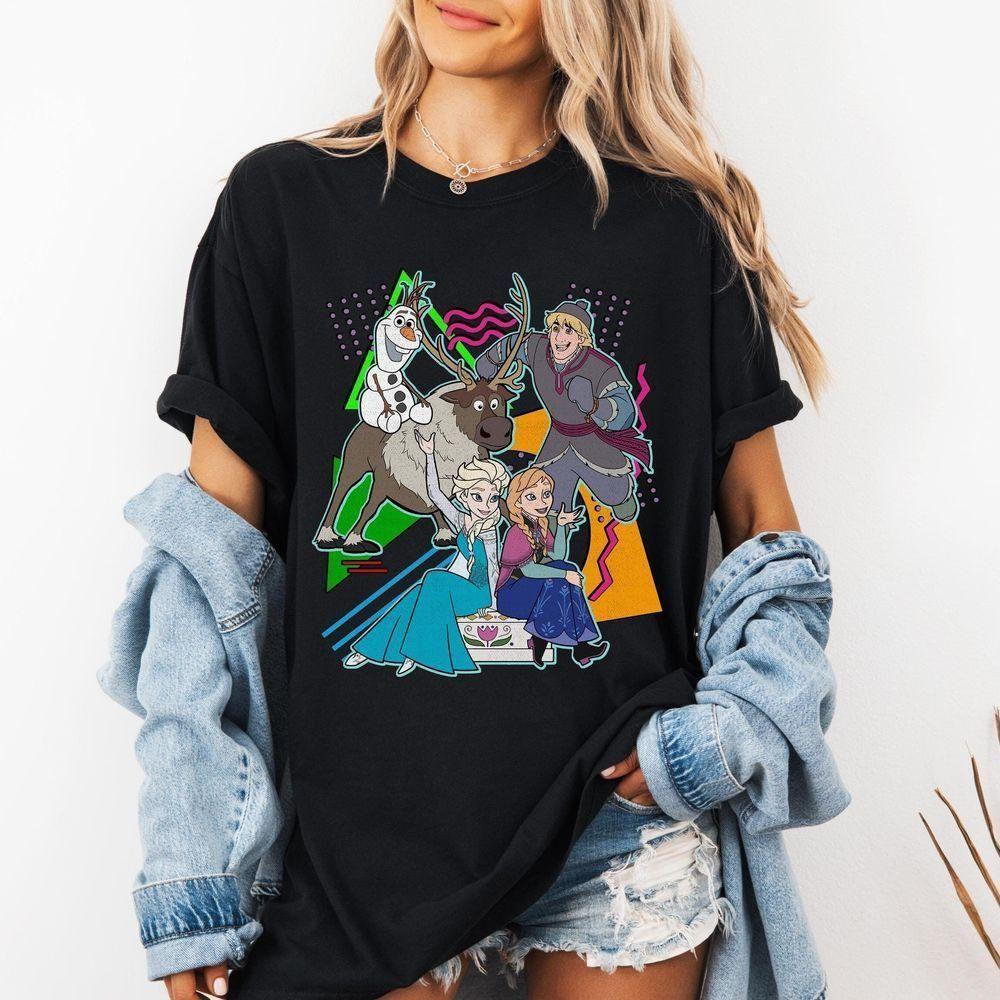 Retro 90s Style Group Shot Frozen Characters Squad Disney Vuitino Apparel